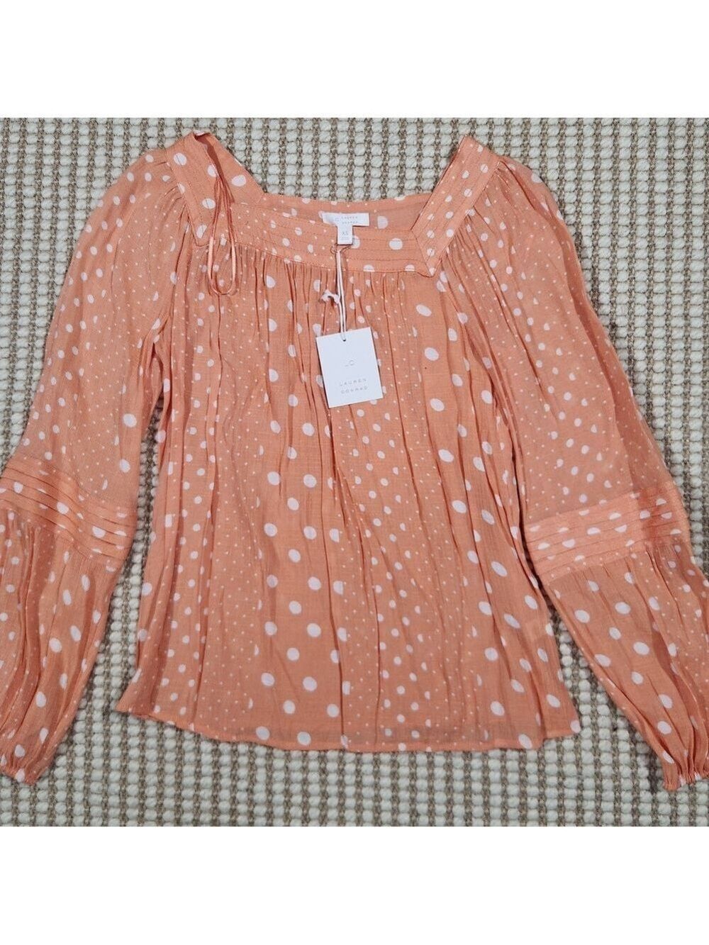 LC Lauren Conrad Peach Polka Dot Blouse